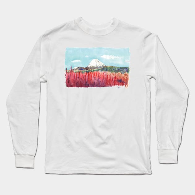 Ruapehu volcano , Tongariro National Park New Zealand Long Sleeve T-Shirt by EmilieGeant